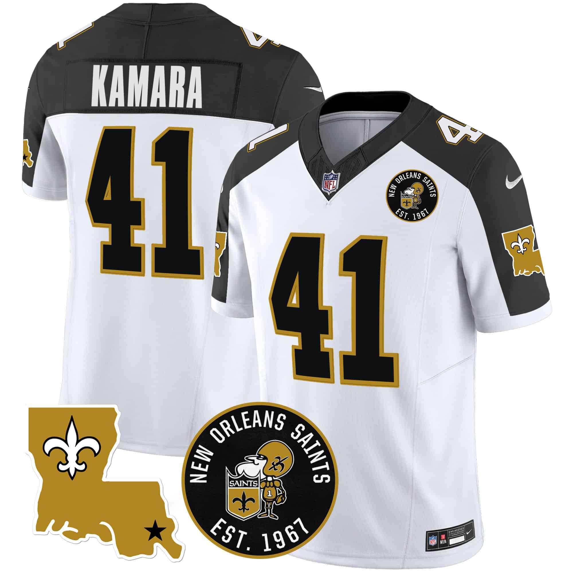 Men New Orleans Saints #41 Kamara White 2024 Nike 1967 Patch Vapor Limited NFL Jersey style 1
